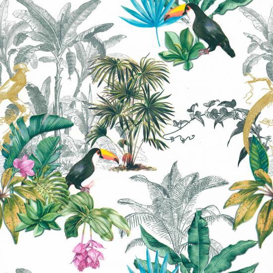 Agrandir - PAPIER PEINT JUNGLE AVEC TOUCAN 51194704