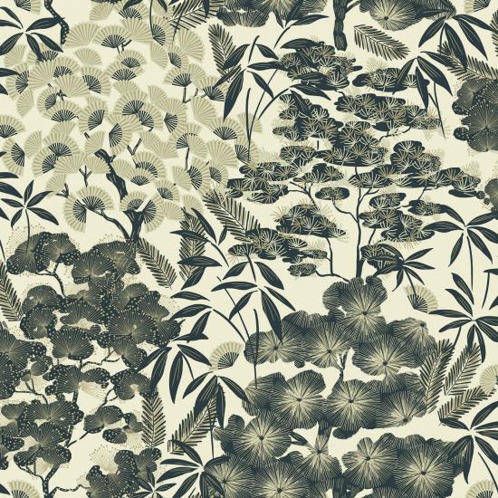 Agrandir - PAPIER PEINT FEUILLAGE JAPONAIS OR NOIR A63001