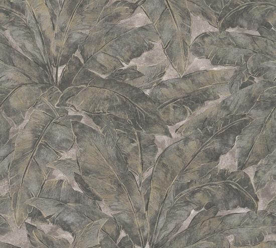 Agrandir - Papier peint feuilles de bananier vert-gris 36927-1_1