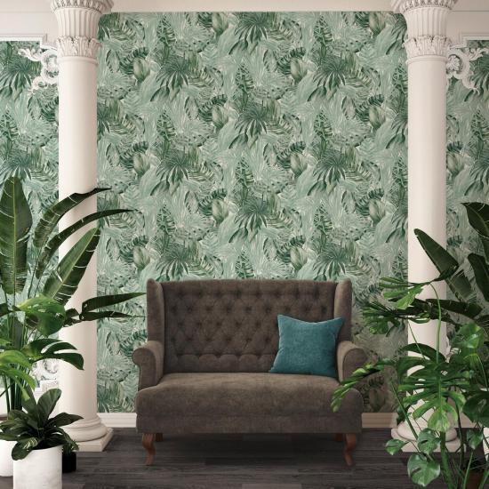 Feuillage jungle vert et blanc